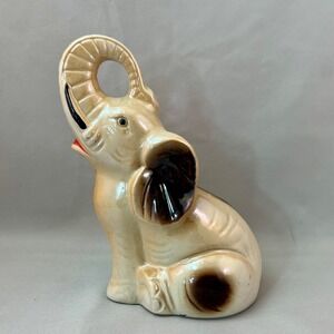 6.5" MCS Elephant Figurine Home Decor Cream Good Luck Brazil Handcrafted Ceramic